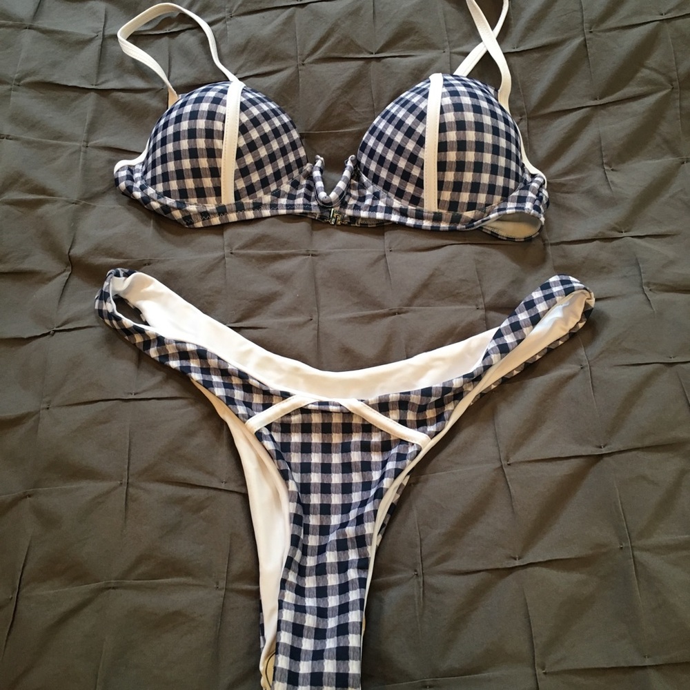Checkered Bra Top Bikini